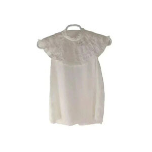 Ann Taylor Women's Lace Loft High Neck White Ruffle  Sleeveless Top size Small